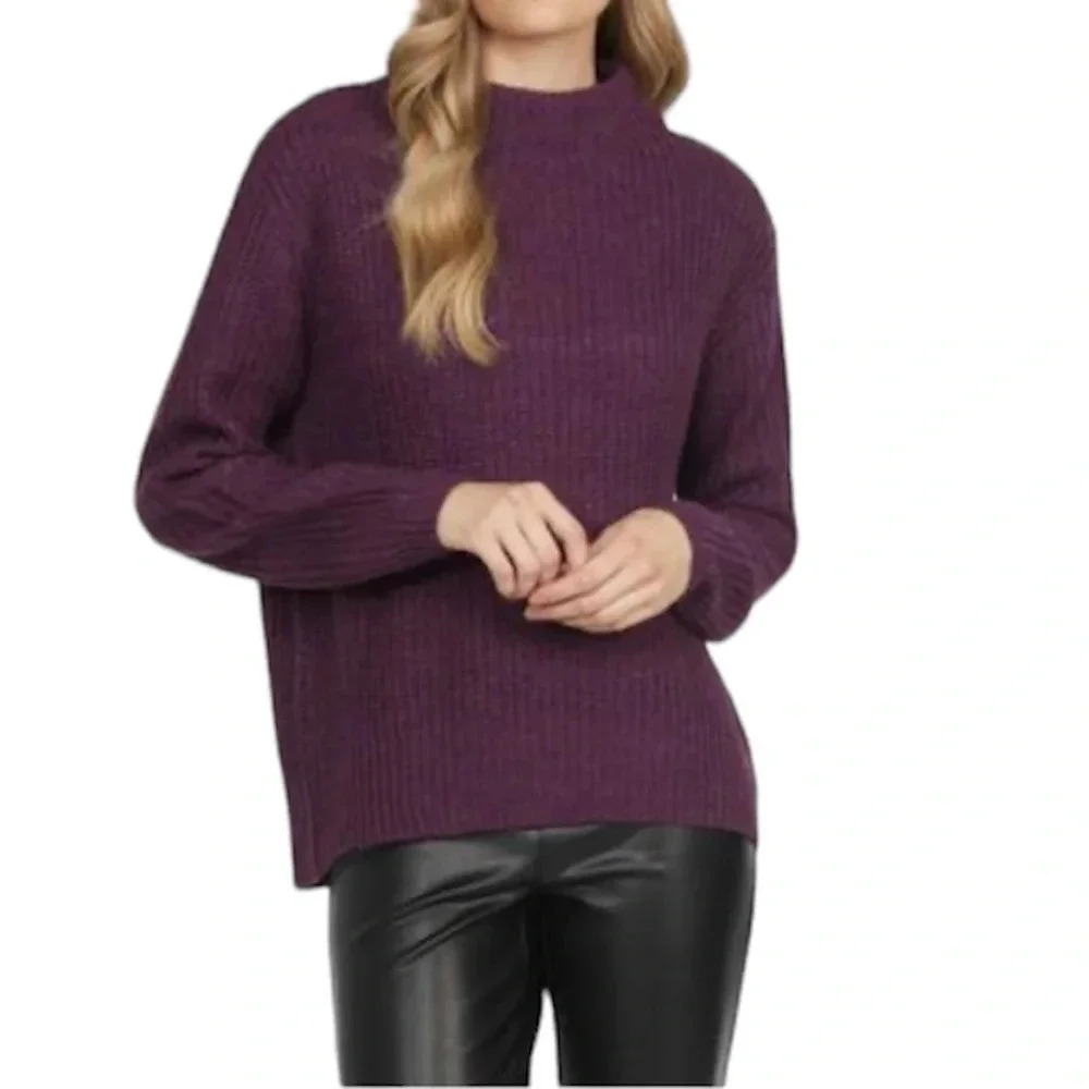Mexx  purple stitch knit chunky turtle neck sweater Sz L